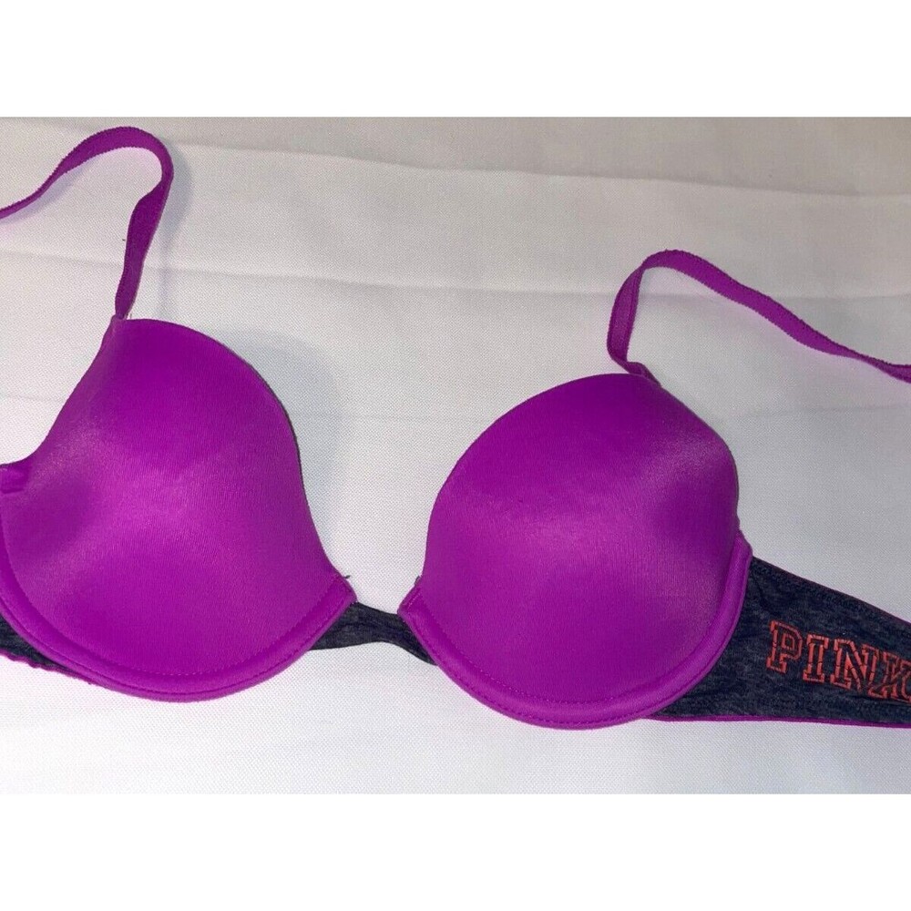 Victoria’s Secret PINK 34A wear everywhere Demi bra Purple Logo women's